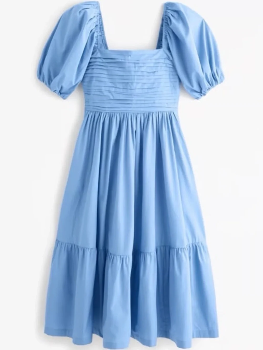 Abercrombie & Fitch Sky Blue Puff-Sleeve Tiered Maxi Dress